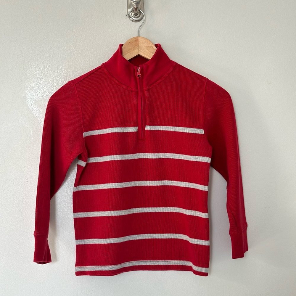 GAP Red and Gray Striped Kids Sweater